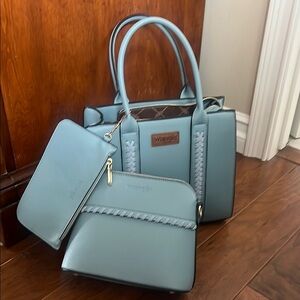 Wrangler Blue Tote Bag Set with Structured Design